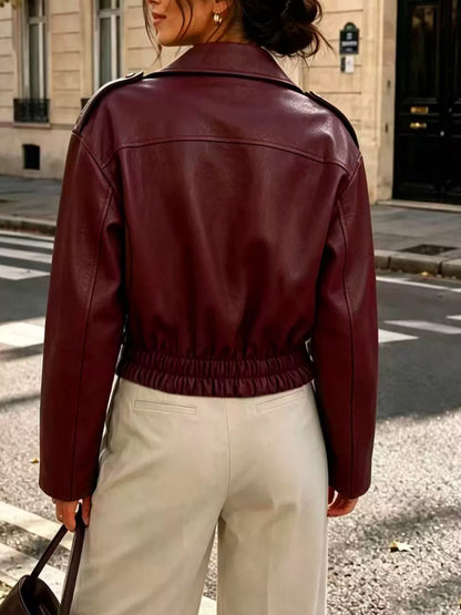 Faux Leather Zip Up Jacket