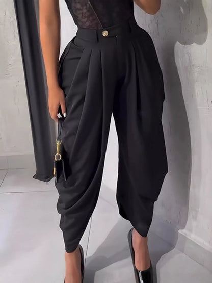 High-Waisted Wide Leg Pleated Pants