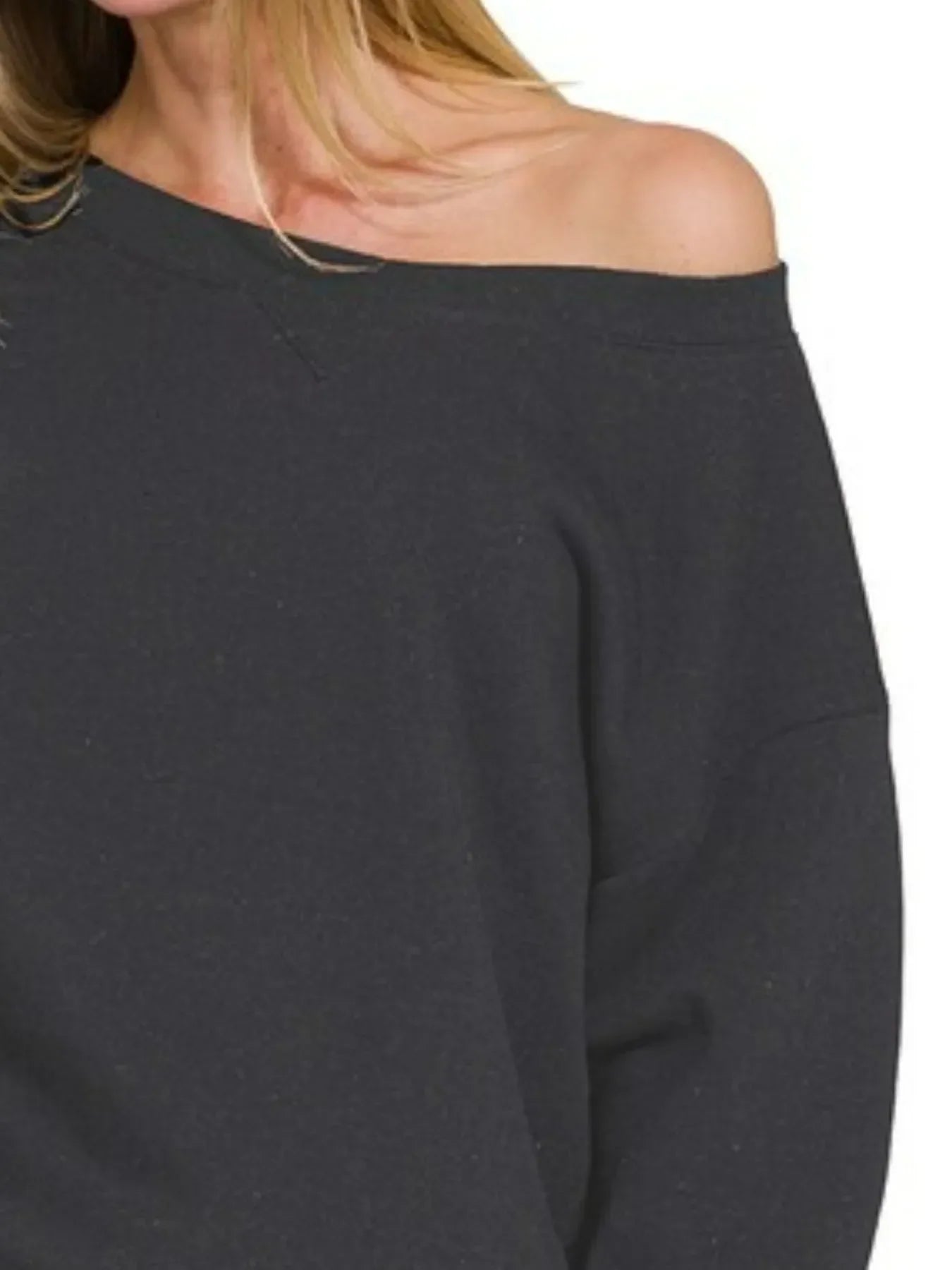 Boat Neck Sweatshirt and Shorts Set