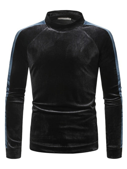 Men's Velvet Turtleneck Long Sleeve T-Shirt