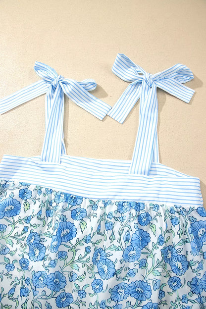 Floral Print Tie-Strap Top and Shorts Set