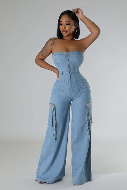 Strapless Denim Jumpsuit