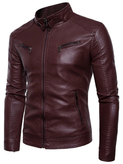 Men's Plus Size Motorcycle Leather Jacket