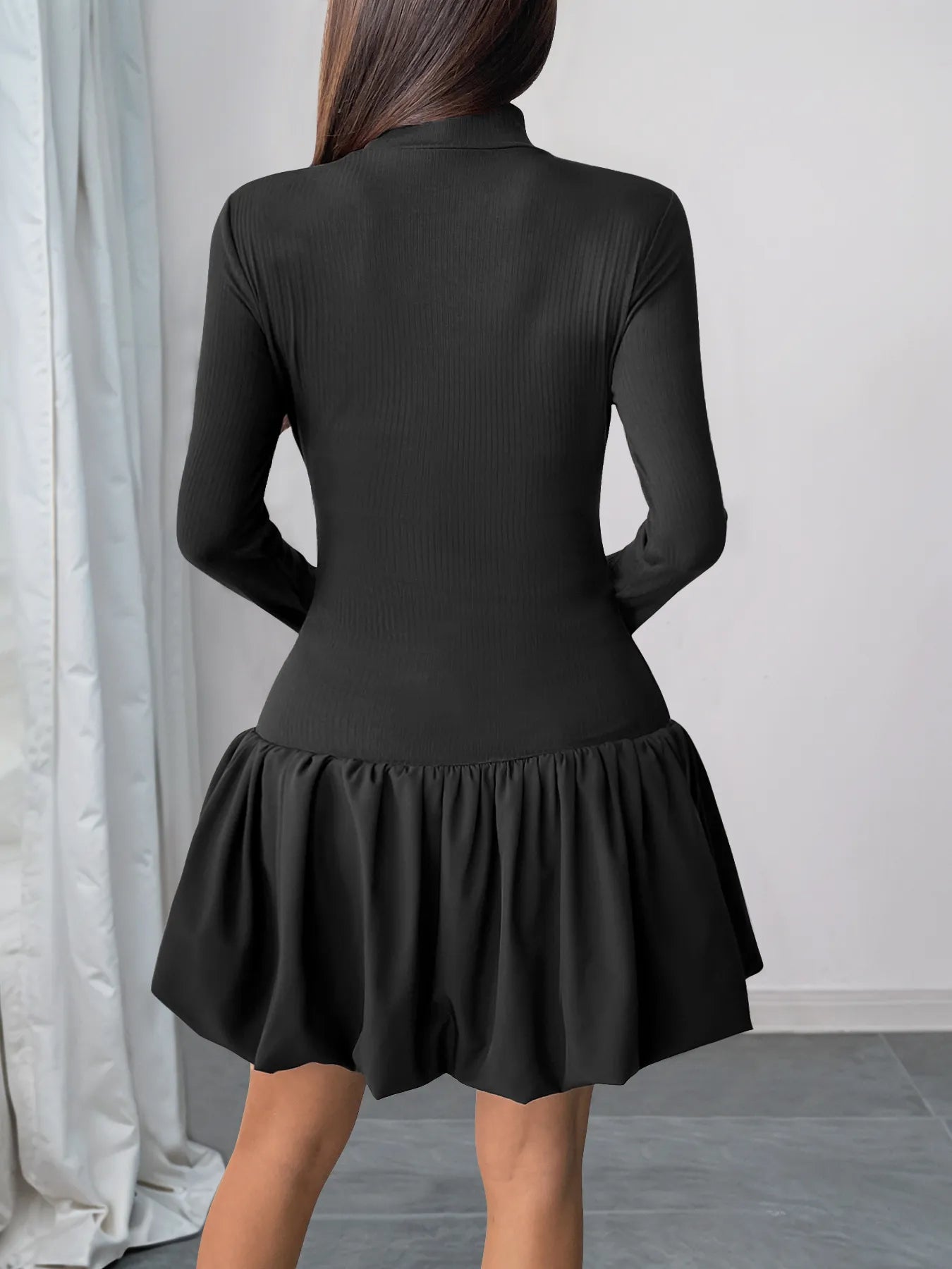 Long Sleeve Bubble Hem Dress