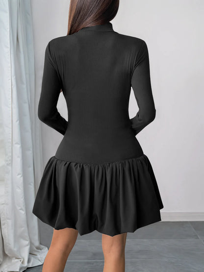 Long Sleeve Bubble Hem Dress