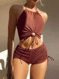 Split Swimsuit With Drawstring