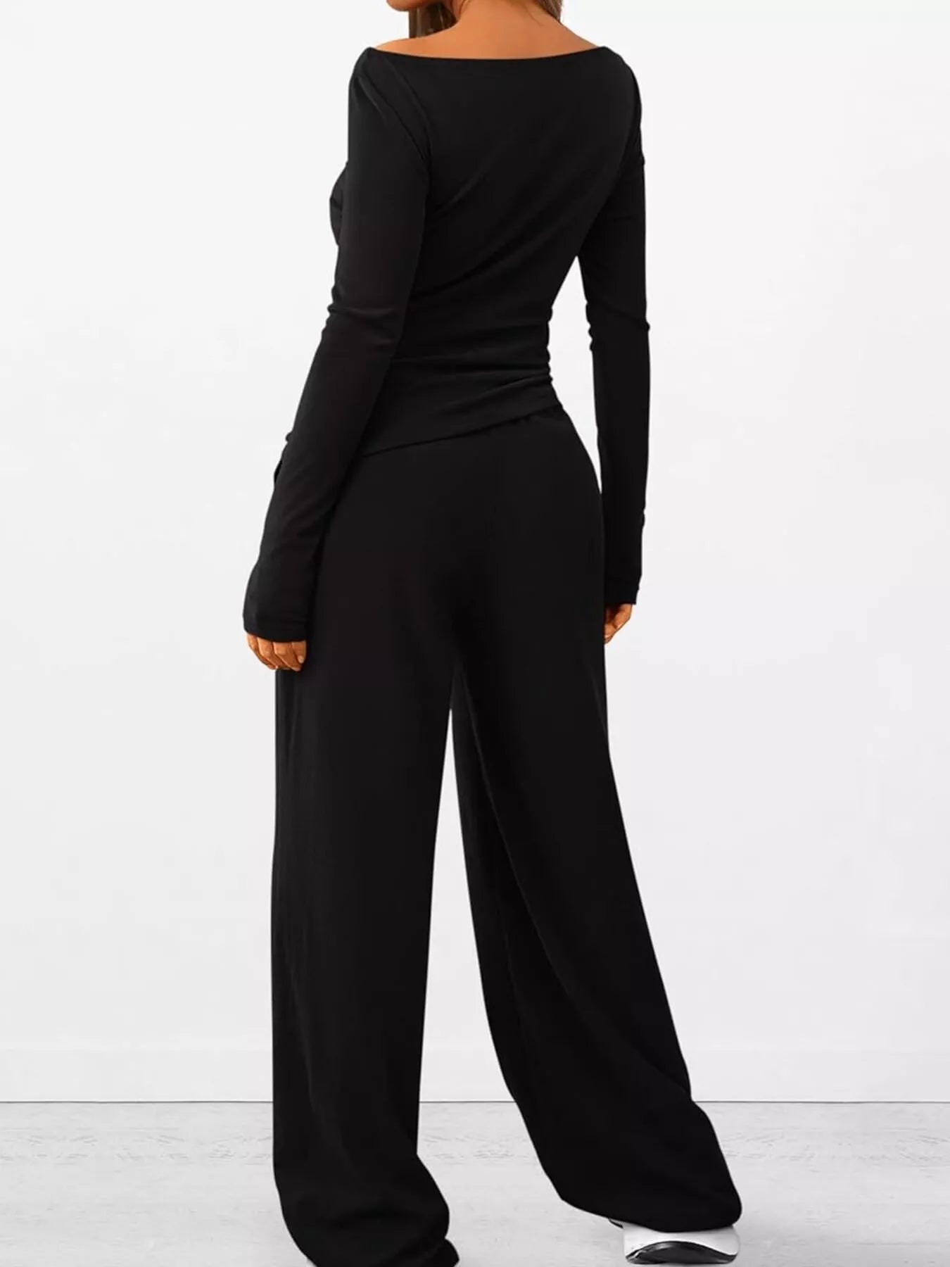 Long Sleeve Top and Wide Leg Pants Set