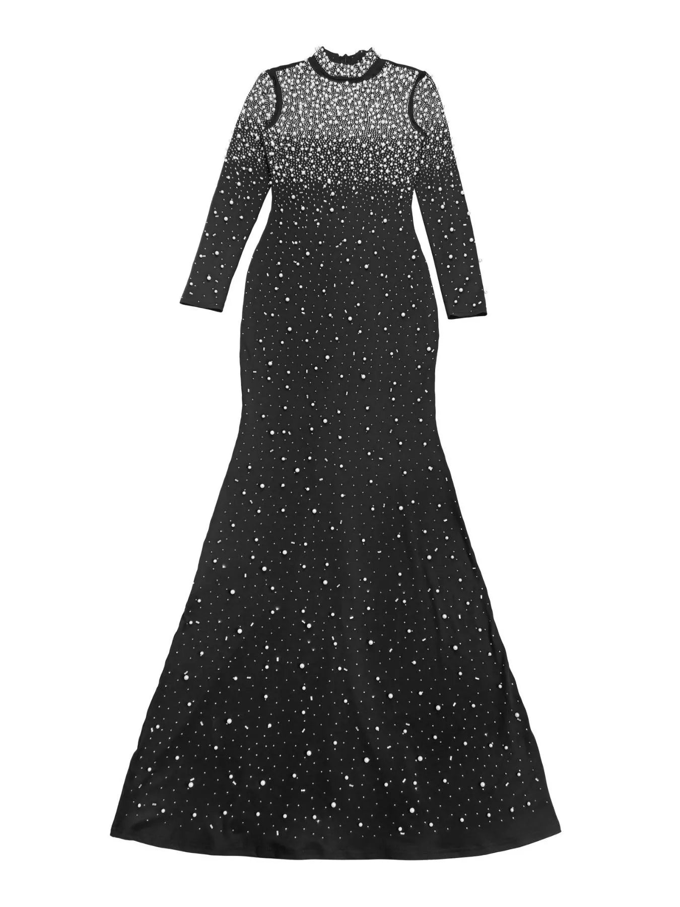 Rhinestone Long Sleeve Mermaid Maxi Dress