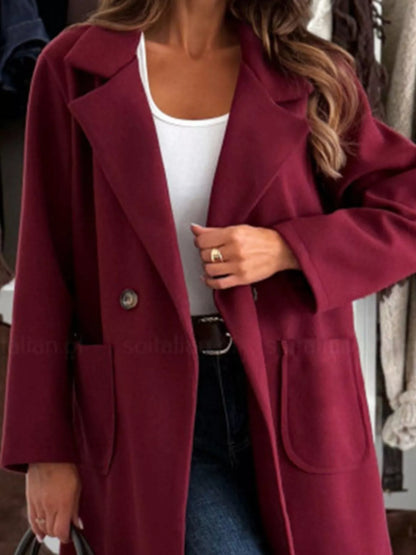 Long-Sleeve Single-Breasted Trench Coat