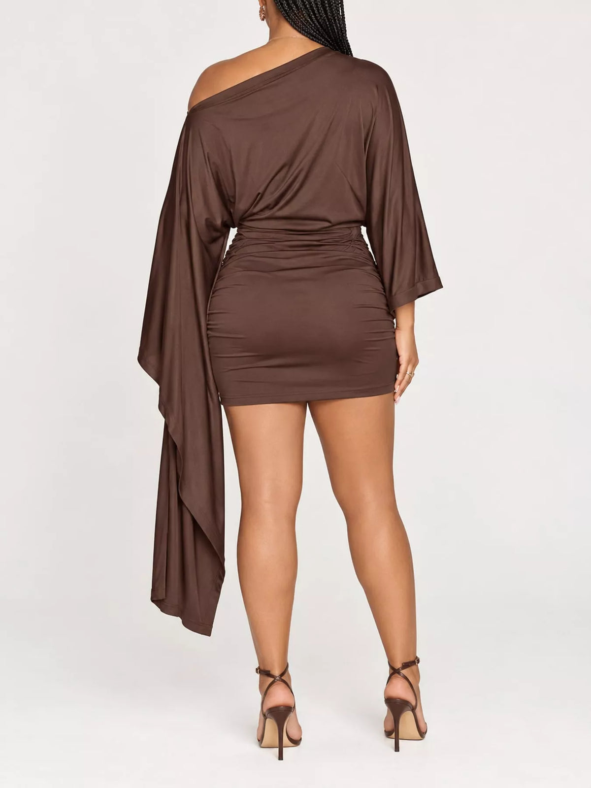One-shoulder draped mini dress, view 5
