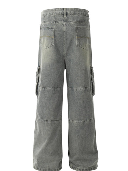 Men's Vintage Washed Cargo Denim Jeans