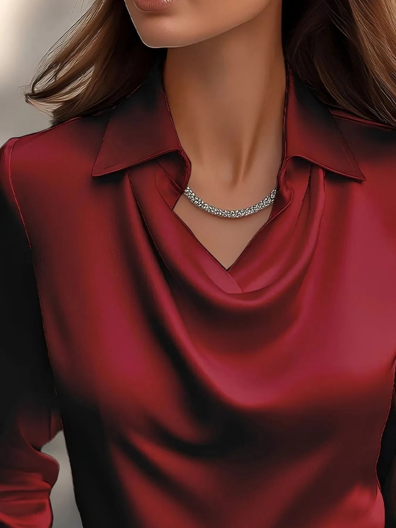 Full Size Collared Neck Long Sleeve Blouse