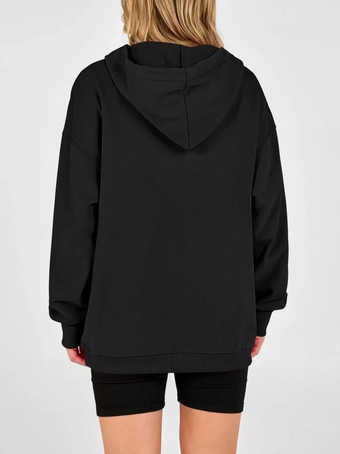Half Snap Dropped Shoulder Hoodie