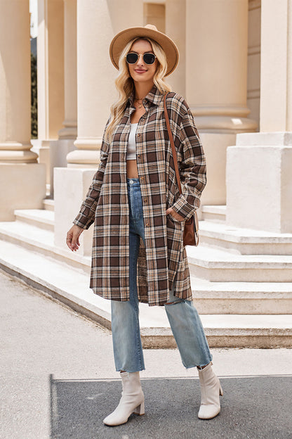 Plaid Long Sleeve Coat