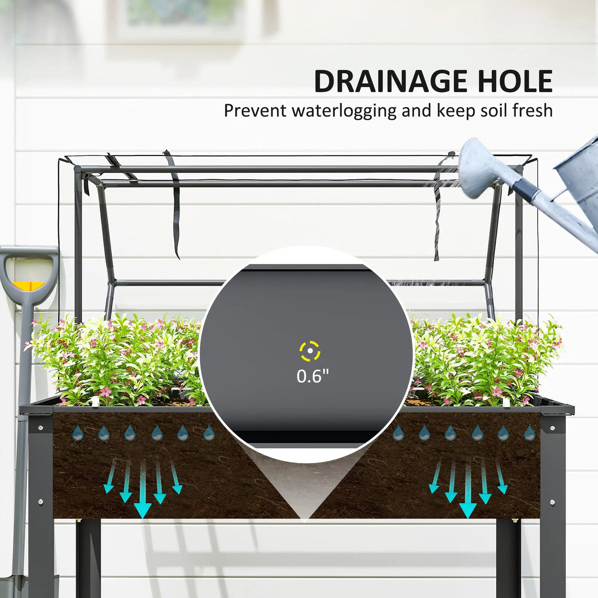 Elevated planter with greenhouse cover, view 6