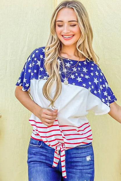 American Flag Print Casual Top
