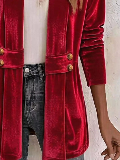 Full Size Velvet Open-Front Cardigan Plus Size
