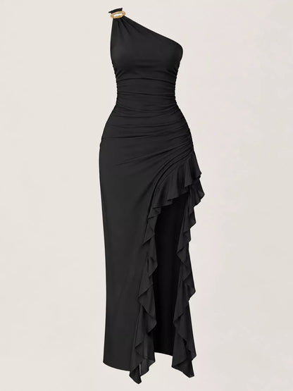 One-shoulder ruched maxi dress, view 11