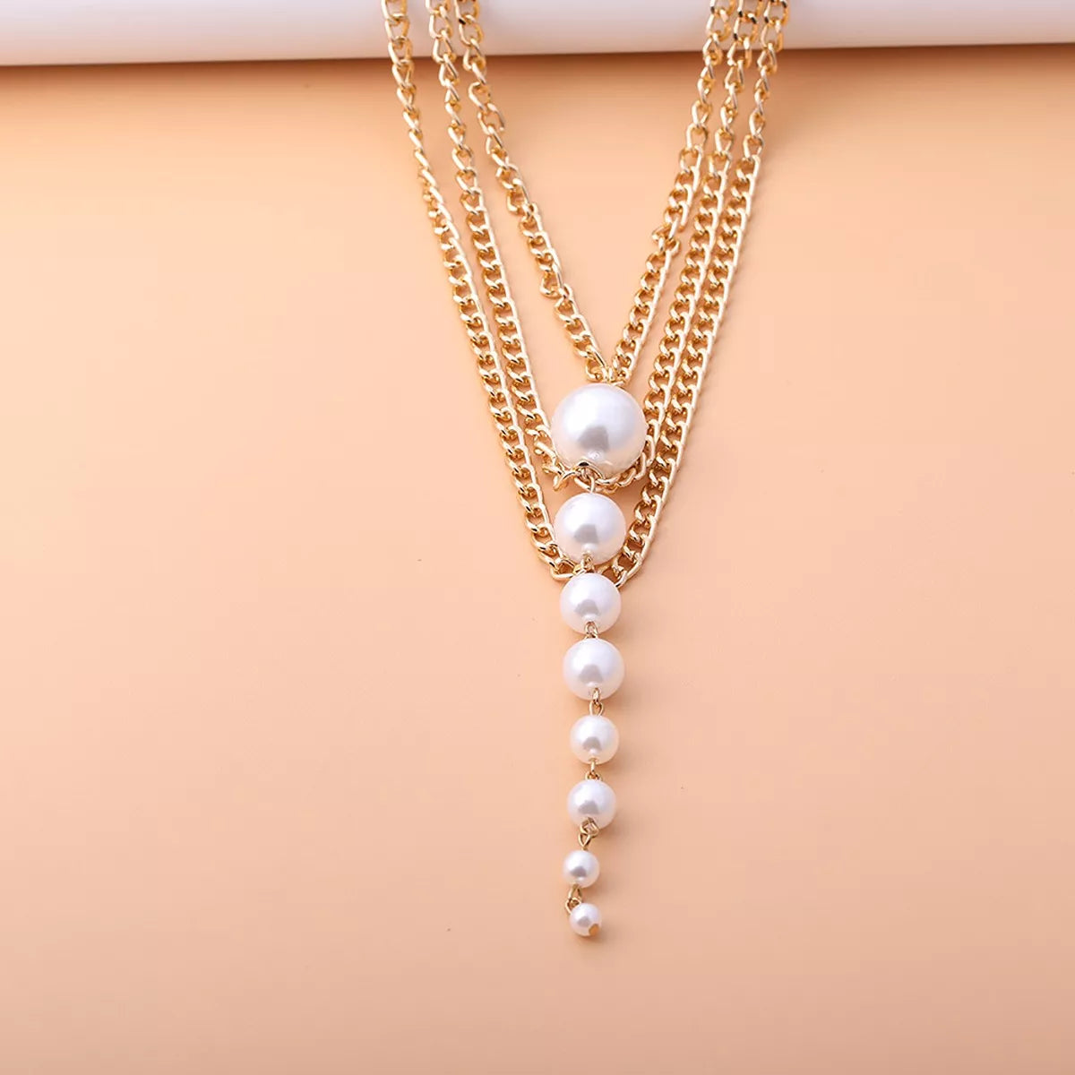 Gold pearl choker necklace, view 7