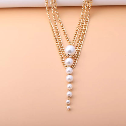 Gold pearl choker necklace, view 7