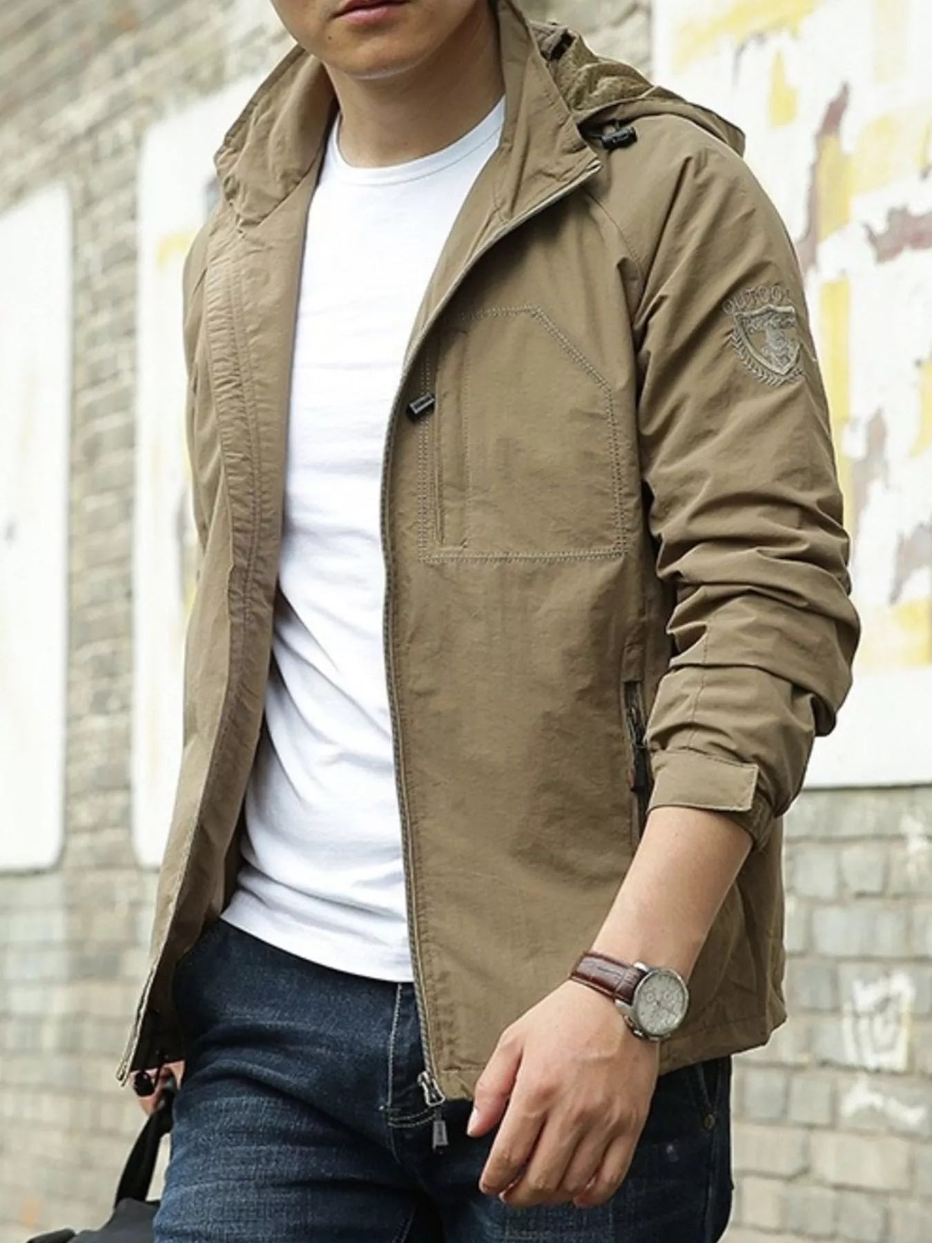 Men's Zip Up Long Sleeve Hooded Jacket