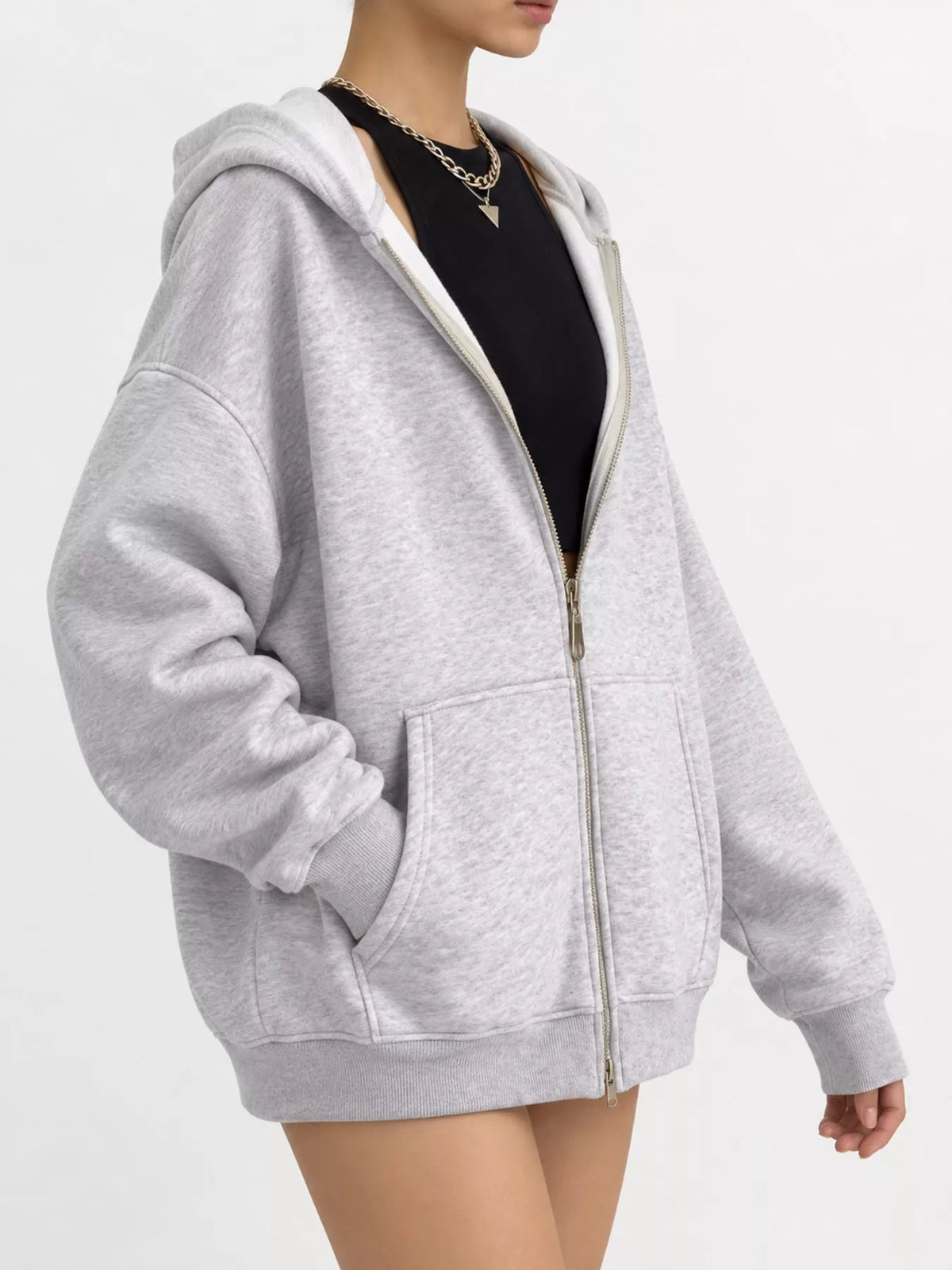 Plus size zip-up hoodie, view 22