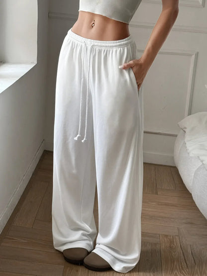Relaxed Wide Leg Drawstring Pants