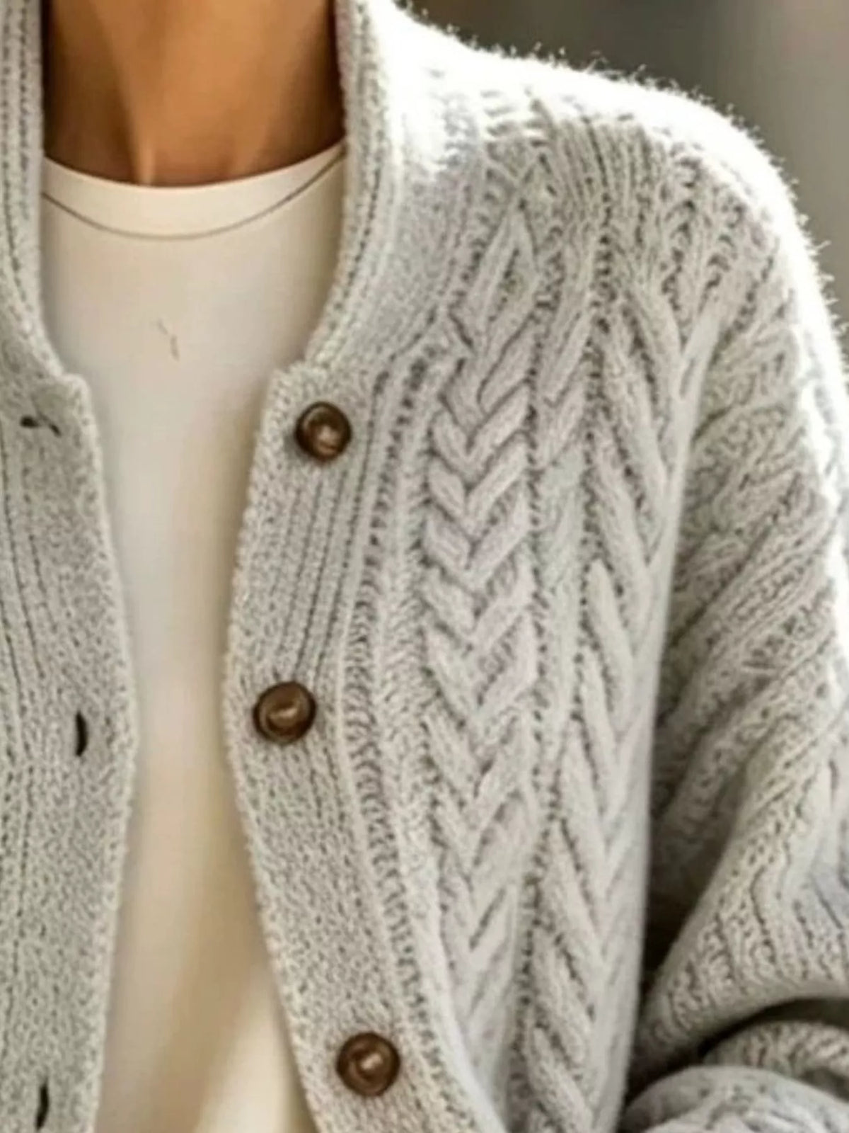 Plus size cable knit cardigan, view 8
