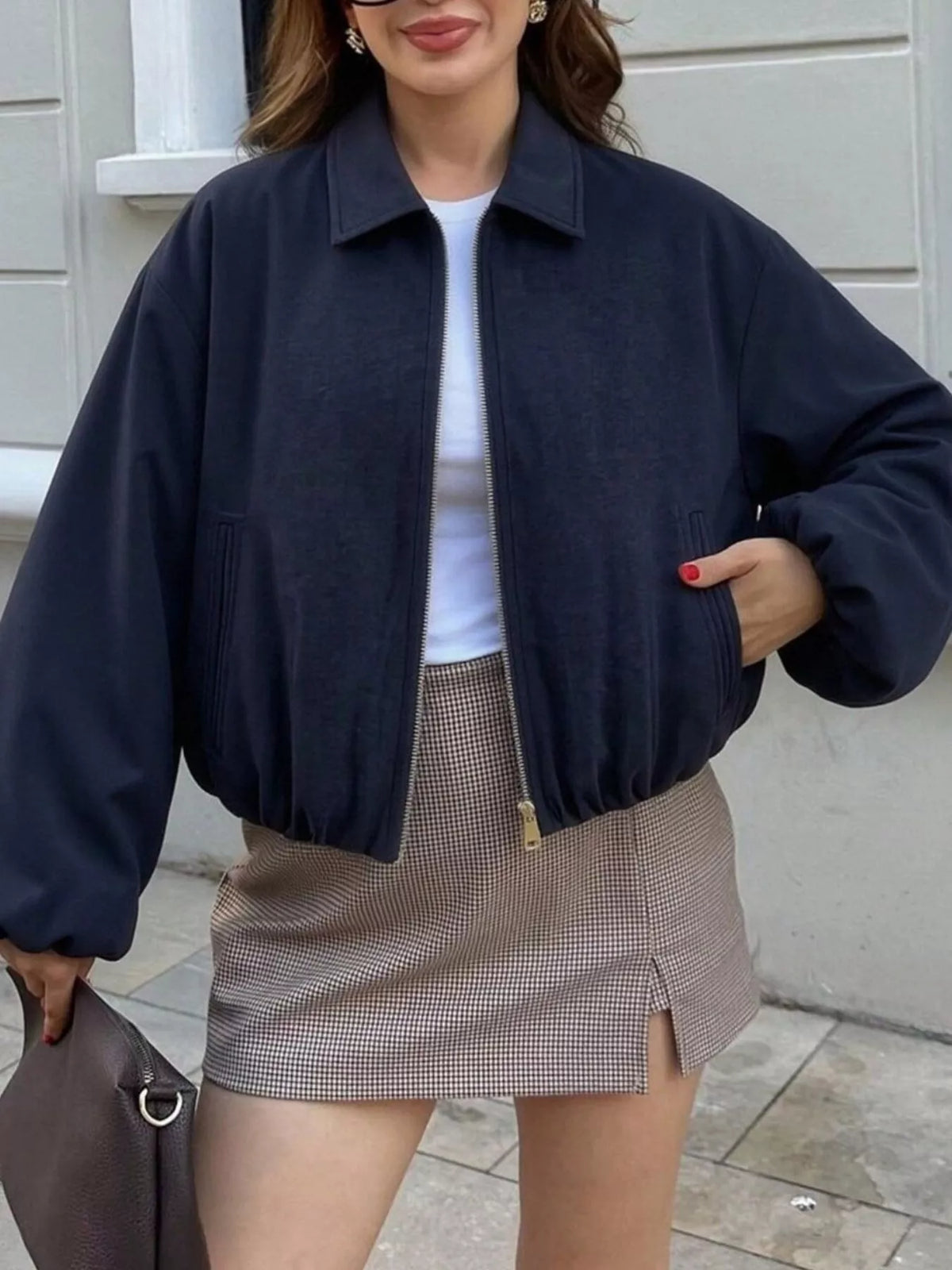 Zip Up Cropped Jacket