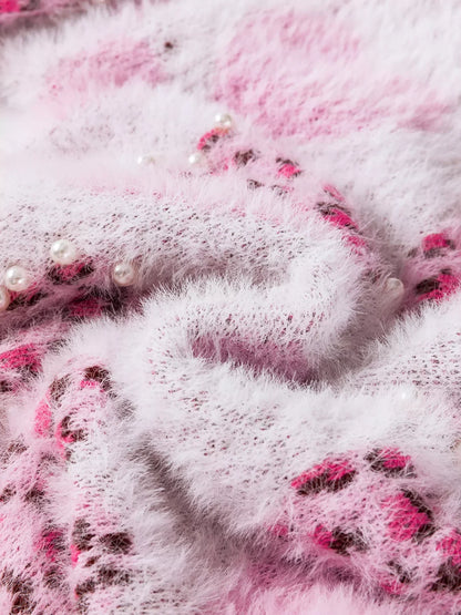 Ribbed Trim Fuzzy Sweater