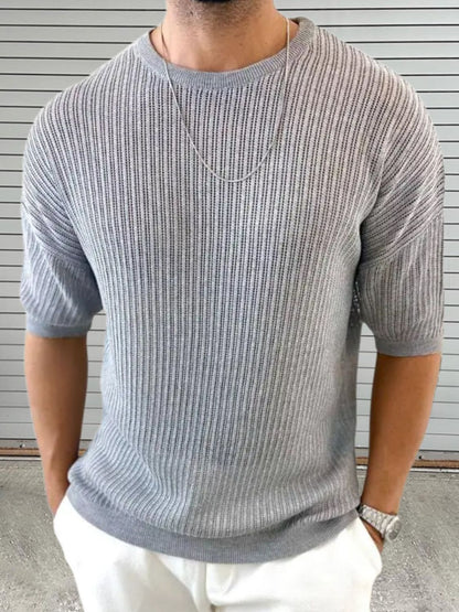 Round Neck Drop Shoulder Knit Top