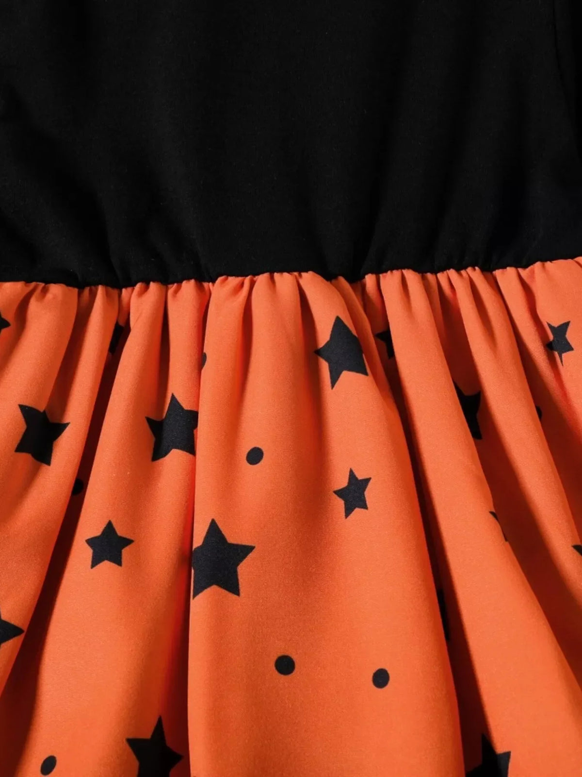 Children's Halloween Pumpkin Print Bowknot Long Sleeve Dress
