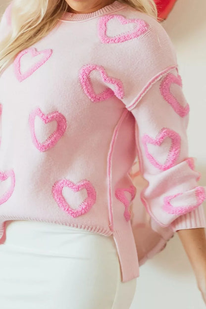 Heart Shape Bubble Sleeve Baggy Sweater