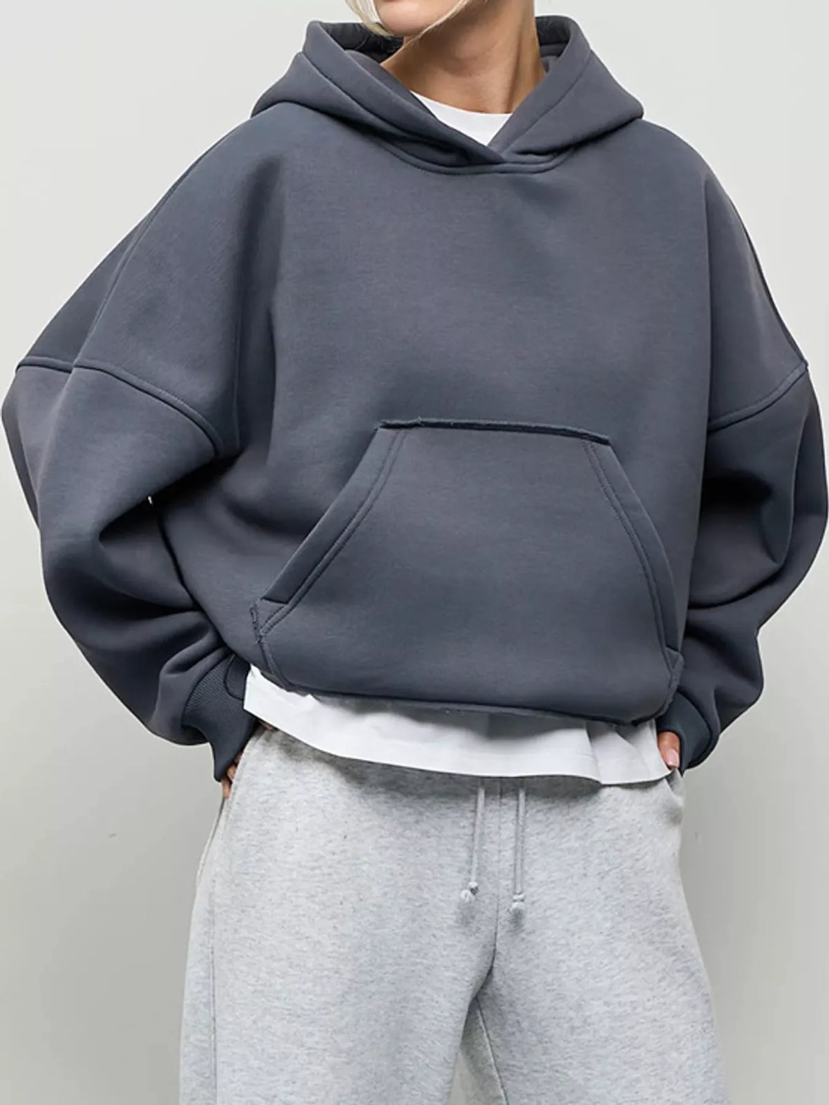 Plus size kangaroo pocket hoodie, view 15
