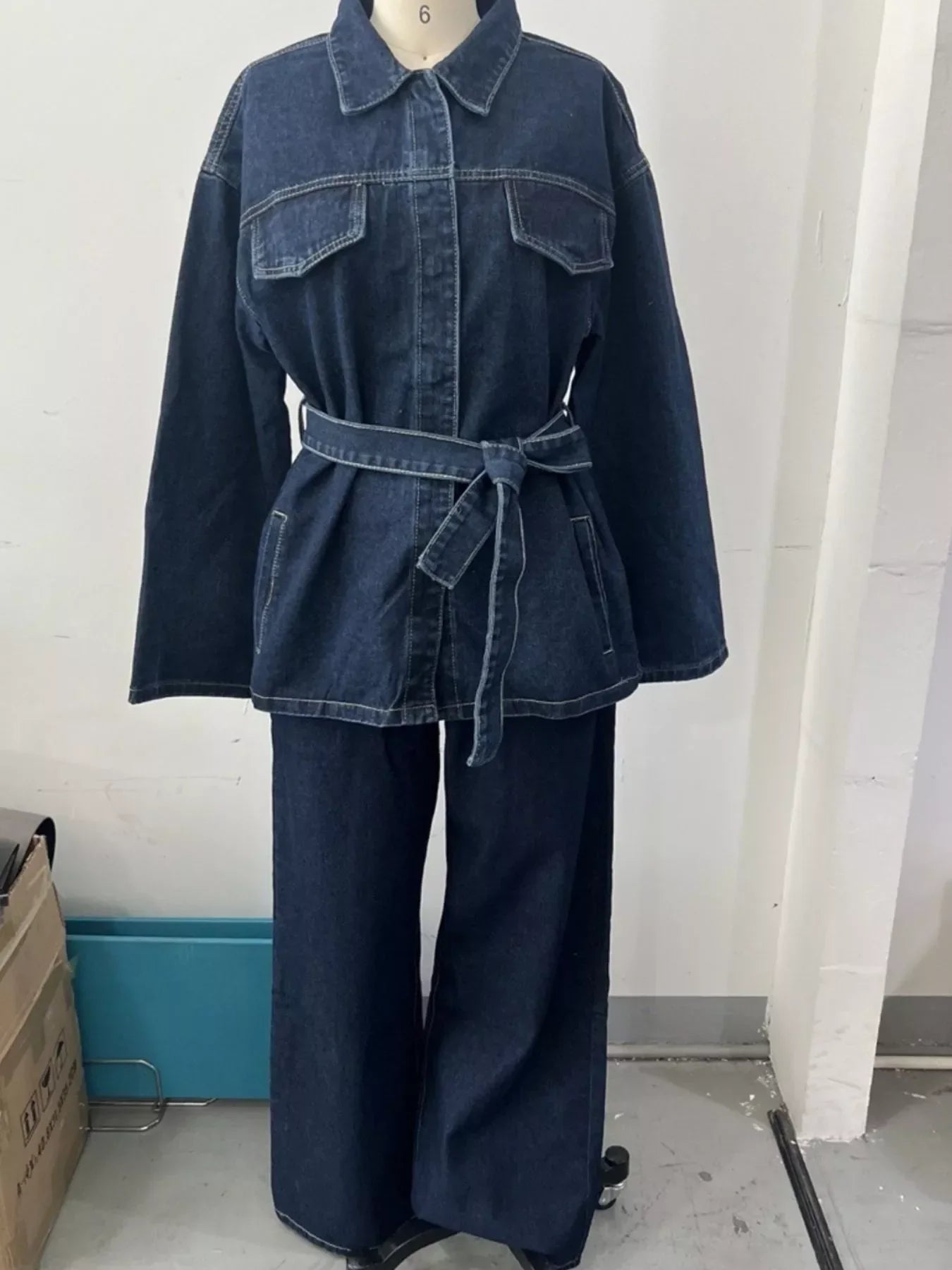 Button Up Long Sleeve Denim Set