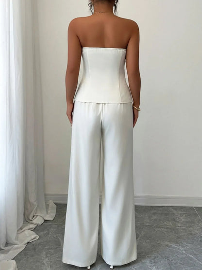 Tube Top and Wide Leg Pants Set