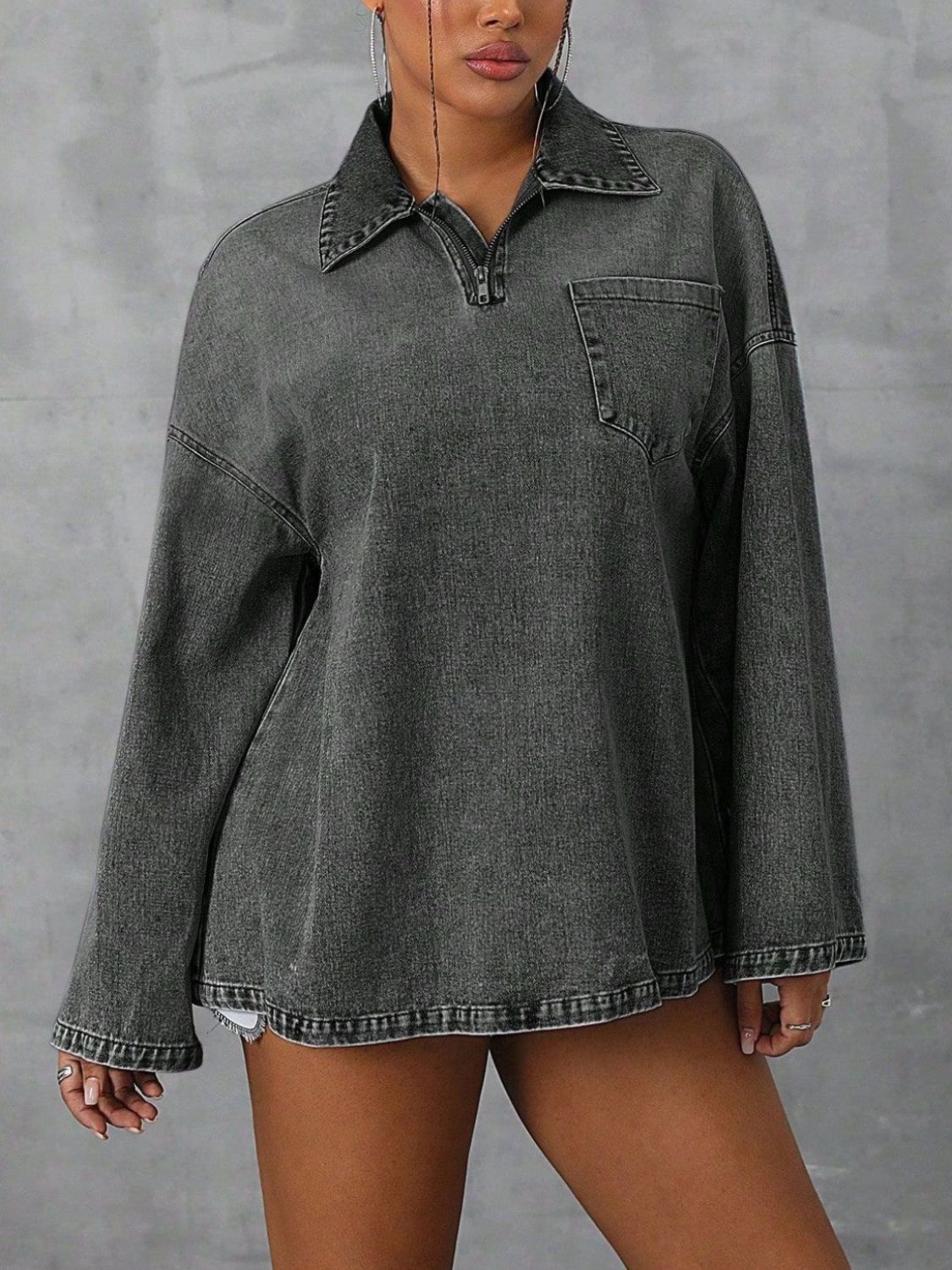 Drop Shoulder Denim Top