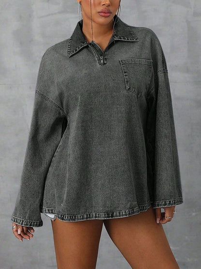 Drop Shoulder Denim Top