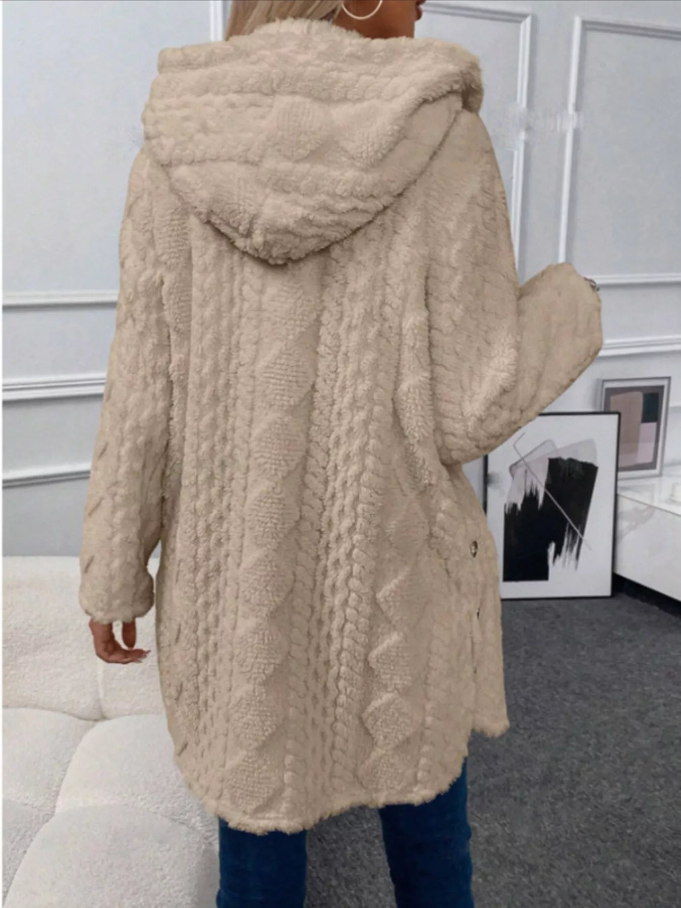 Hooded Button-Down Fleece Outerwear