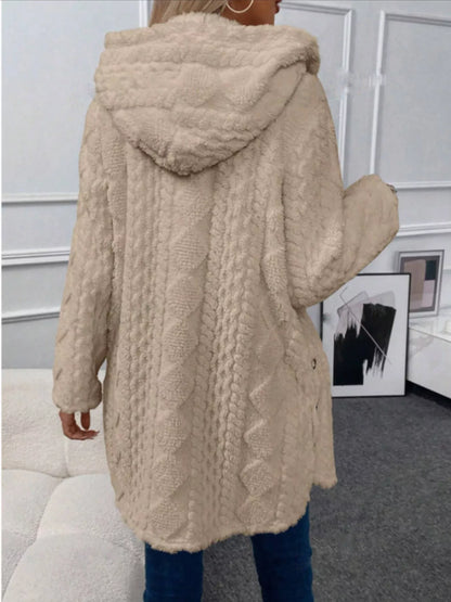 Hooded Button-Down Fleece Outerwear