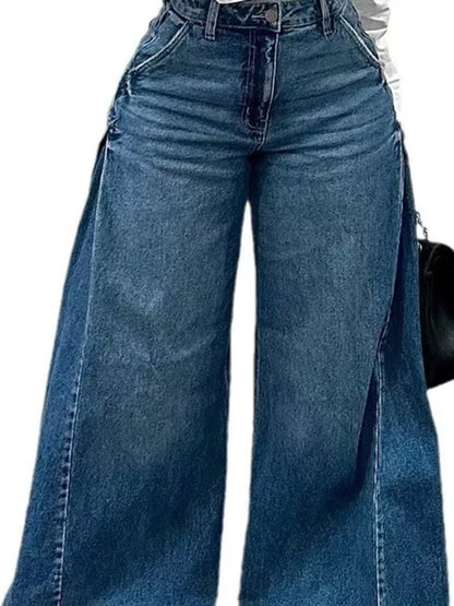 Plus size wide-leg jeans, view 4