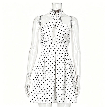 Cross neck hanging backless short skirt