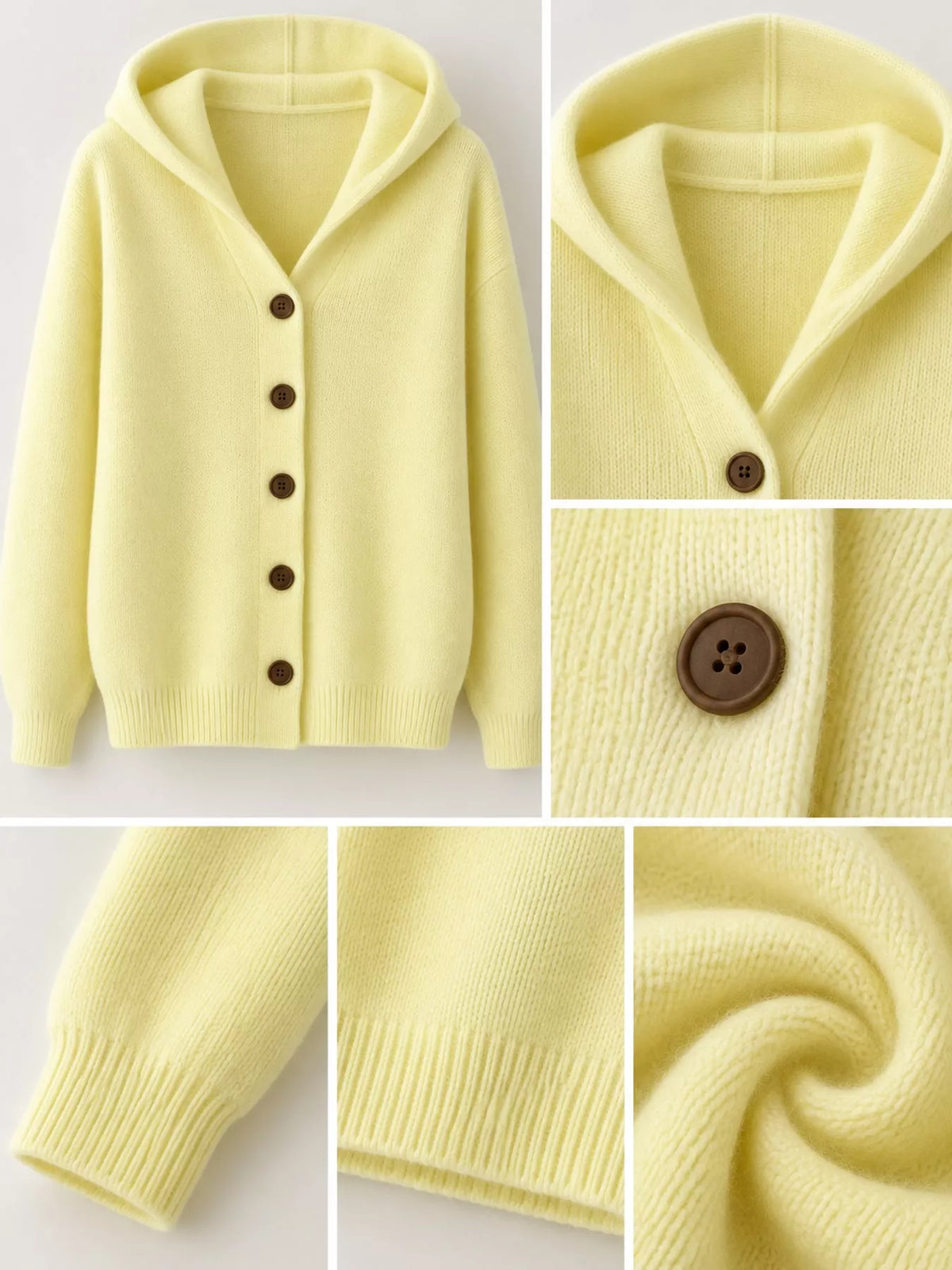 Plus Size Hooded Knit Cardigan, 12 Colors up to 5XL