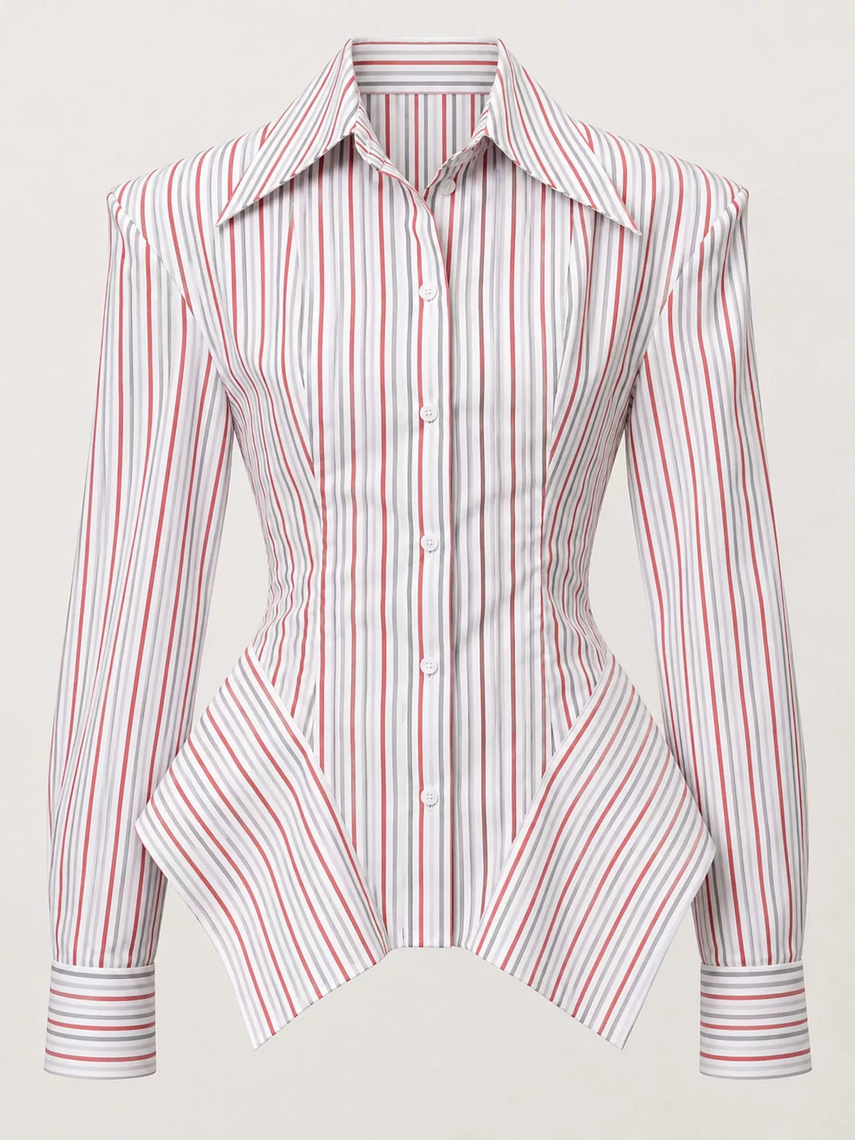 Plus size striped button-up shirt, view 14
