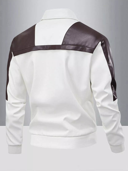 Men's Two-Tone Leather Bomber Jacket