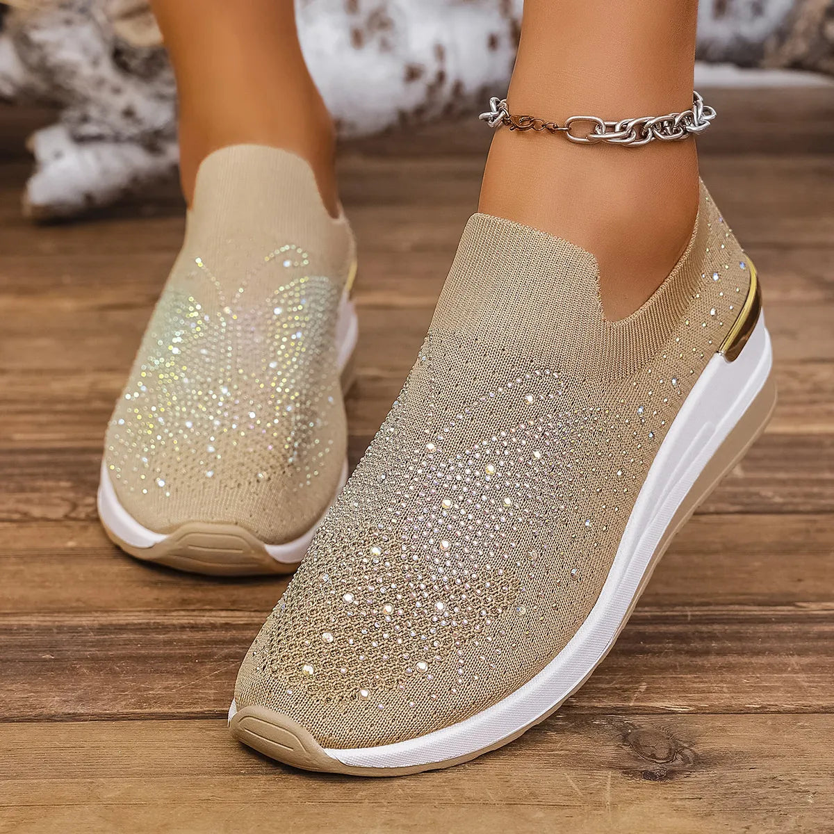 Rhinestone Wedge Sneakers