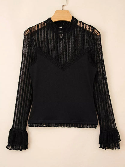 Lace Patchwork Slim Fit Top