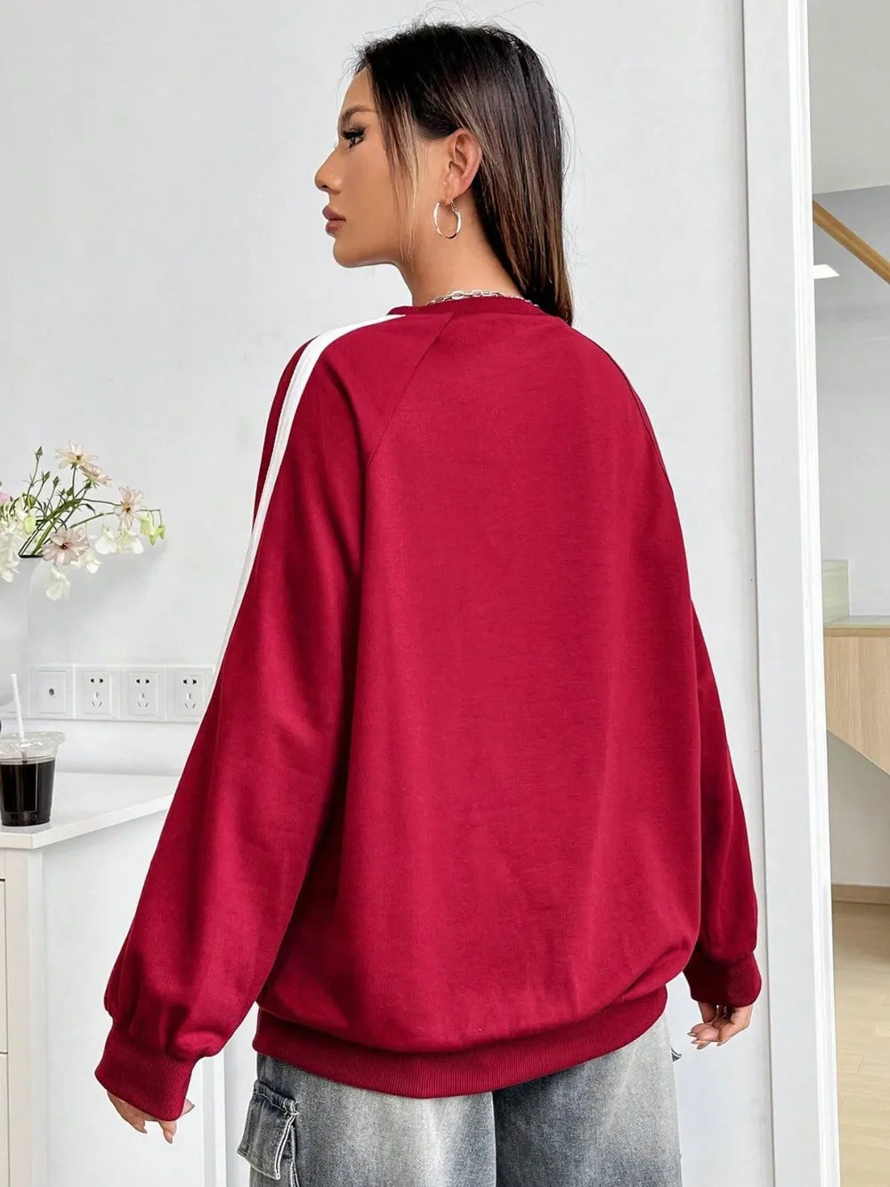 Letter Graphic Round Neck Sweatshirt