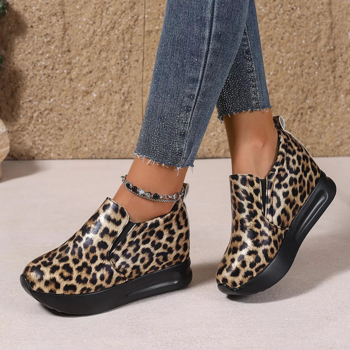 Leopard Platform Slip-Ons