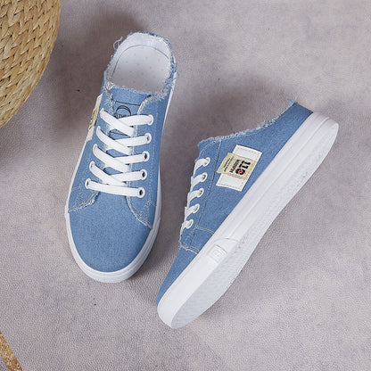 Frayed Hem Lace Up Canvas
